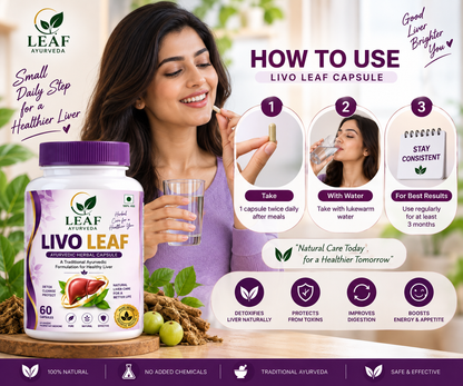 Livo Leaf Ayurvedic Herbal Capsules – 60 Capsules | Herbal Liver Wellness Support
