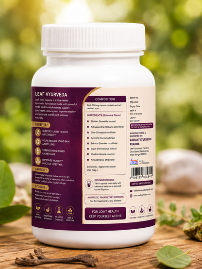 LEAF Ayurveda Joint Leaf Ayurvedic Joint Care Capsules | With Shallaki, Ashwagandha, Turmeric & Ginger | 60 Capsules