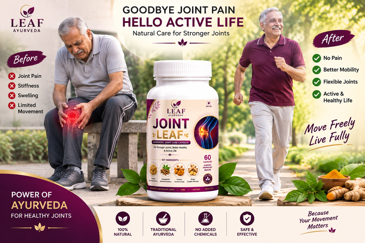 LEAF Ayurveda Joint Leaf Ayurvedic Joint Care Capsules | With Shallaki, Ashwagandha, Turmeric & Ginger | 60 Capsules