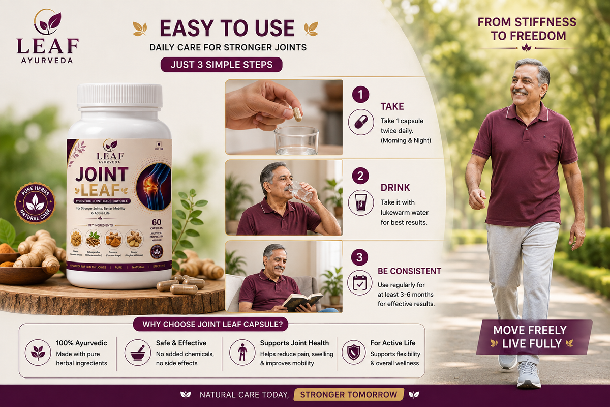 LEAF Ayurveda Joint Leaf Ayurvedic Joint Care Capsules | With Shallaki, Ashwagandha, Turmeric & Ginger | 60 Capsules